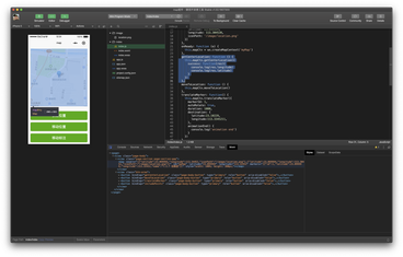 WeChat <map> component sample running in WeChat DevTools