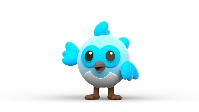 Blue cartoon bird.