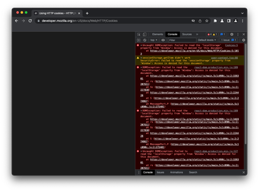 MDN with blocked cookies