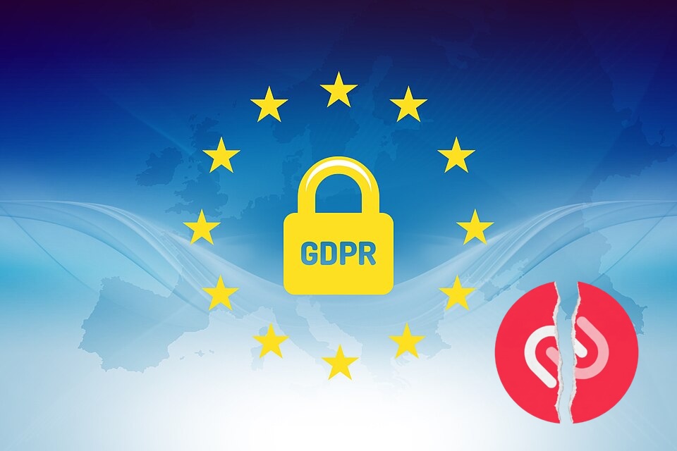The GDPR symbol with a torn Authy logo in the lower right corner.