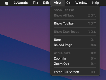 Web app View menu.